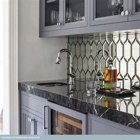 Antique Mirror Tiles In Kitchen Beveled Paris Gray Hexagon On Tilebar 1000 In 2020 Mirror
