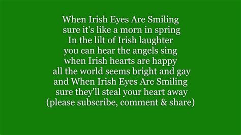 When Irish Eyes Are Smiling Lyrics Words Text Ireland Sing Along Music