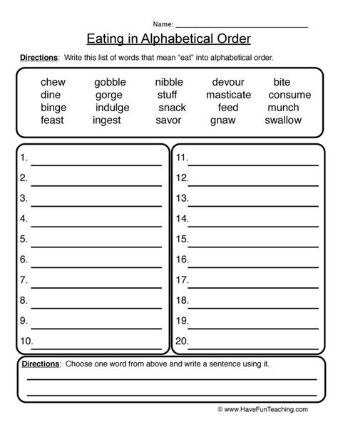 Alphabetical Order Worksheets With Answers