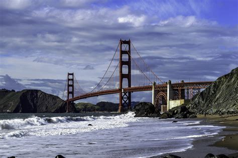 Golden Gate Bridge Over The Bay In San Francisco California Image Free Stock Photo Public