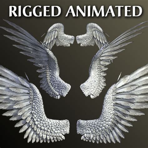 3d Model Pair Of Bird Wings 3ds Max Vr Ar Low Poly Rigged Animated