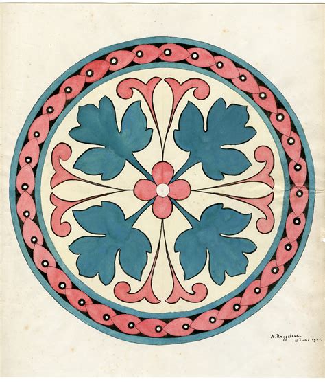 Art Nouveau flower ornament [Watercolour] · Pictura Antique Prints