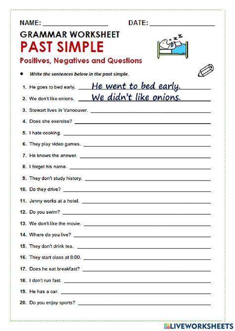 Past Simple Tense Interactive Worksheet For Grade 8 In 2023 Simple