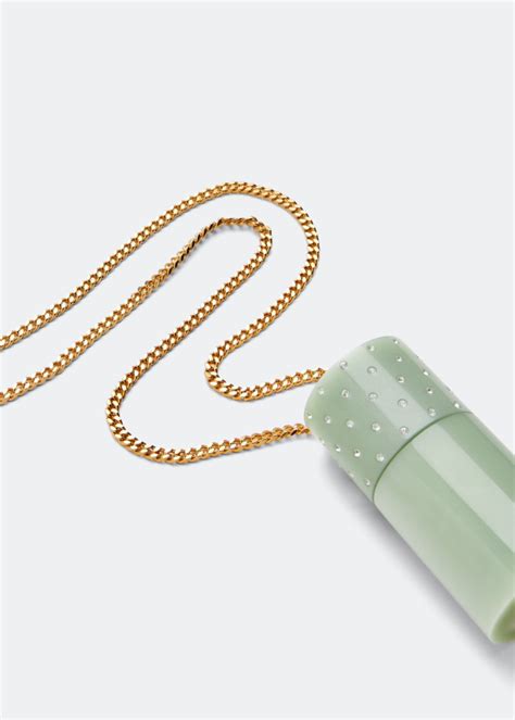 Saint Laurent Angelica Mini Tube Necklace For Women Green In Uae Level Shoes