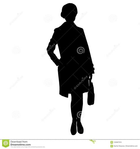 Beautiful Businesswoman Girl With Long Legs Clothed In Suit And Coat