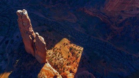 Nature Landscape Arizona Canyon Rock Shrubs Aerial View Shadow