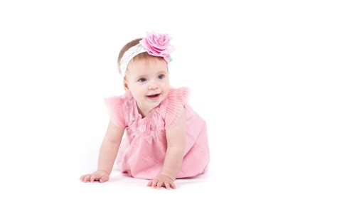 Premium Photo Cute Pretty Little Baby In Pink Dress