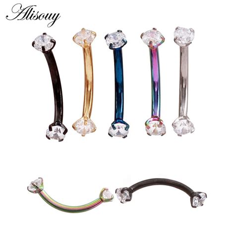 Alisouy 1pcs 6 8 10mm 16G Surgical Steel 2 3mm Crystal Ball Eyebrow