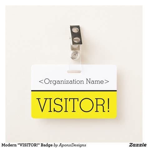 Modern Visitor Badge Zazzle Visitor Badges Badge Organisation Name