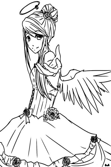 Anime Angel Coloring Page Free Printable Coloring Pages
