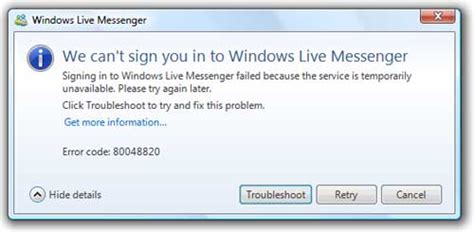 Fixing Msn Messenger Error 80048820 In Windows Windows Exe Errors