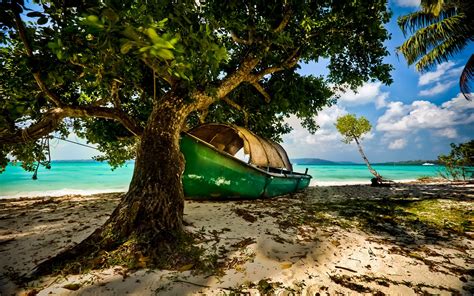 Nature Landscape Beach Island Tropical India Boat Trees Sea Sand Clouds Shadow