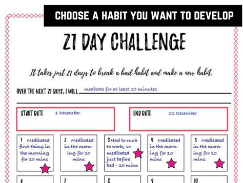 21 Day Challenge Printable Track Your Habits New Years Etsy