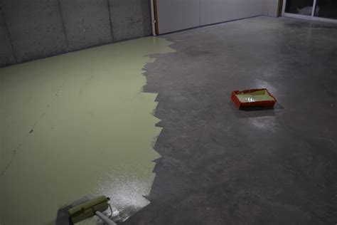 Apply the second coat after the interval. Painted Concrete Floor | Sunny Carrier