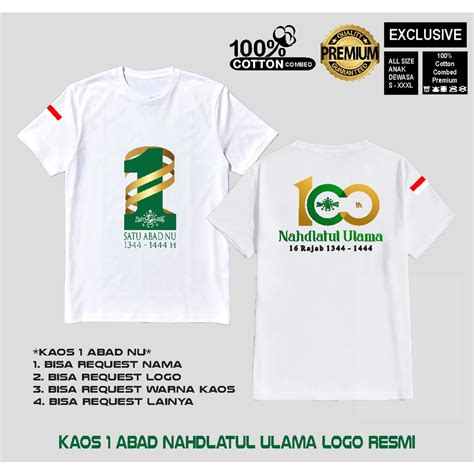Jual Kaos Satu Abad Nu Logo Resmi High Quality Putih Shopee Indonesia