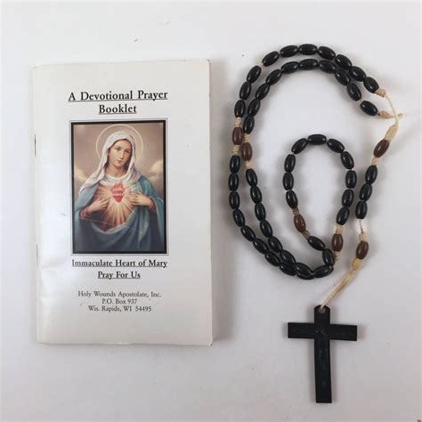 Vintage Rosary Prayer Book Handmade 5 Decade Rosary Black Rosary