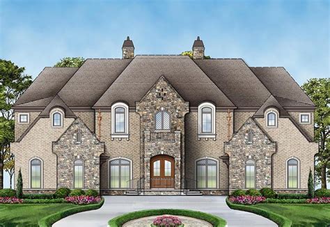 French country house plans feature massive layouts with numerous right angles. House Plan 72171 at FamilyHomePlans.com