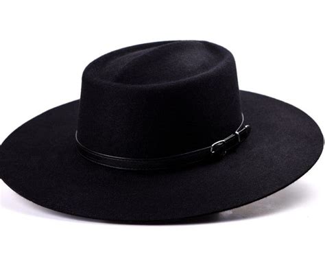 Bolero Hat The Galloper Black Wool Felt Flat Crown Wide Etsy Canada