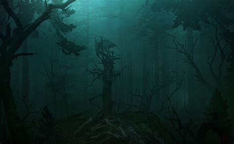 Dark Mist Forest Horns Deep Forest Horror Yuri Hill Hd Wallpaper