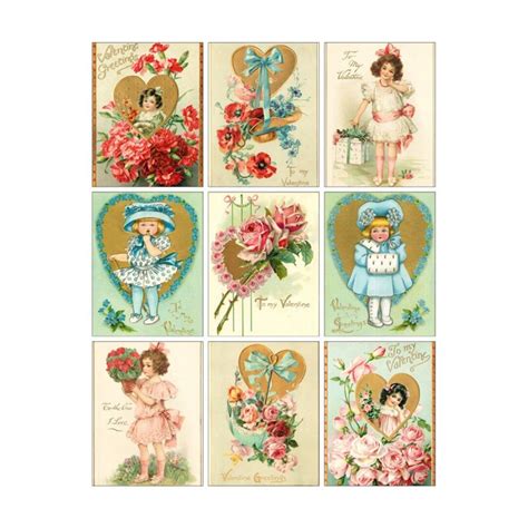 Vintage Victorian Valentine Cards Atc Journaling Digital Collage Sheet