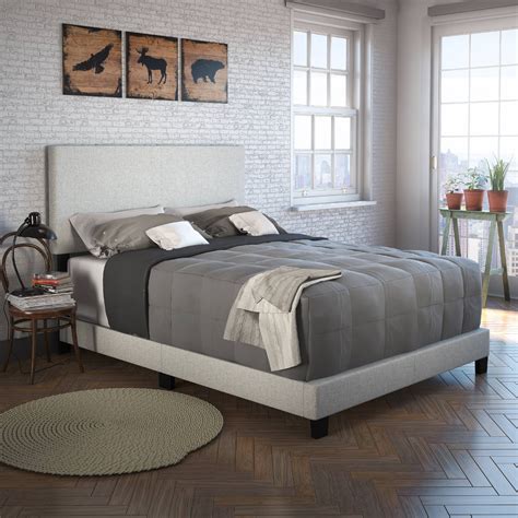 Boyd Sleep Milan Upholstered Linen Platform Bed Queen White Walmart Com