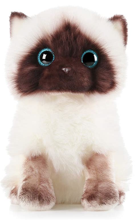 Buy Simulation Siamese Cat Plush Toy Blue Sequins Eyes Cat Plush Doll Brown And White Face