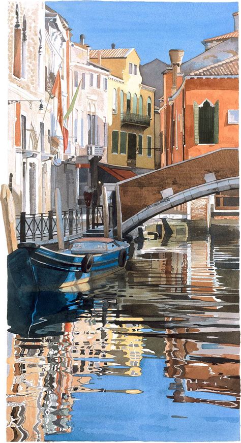 Watercolour Giclée Print Venetian Houses Reflected In Water Etsy
