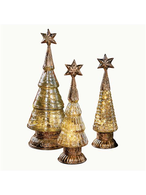 Art And Artifact Mercury Glass Trees Set Of 3 Christmas Tree