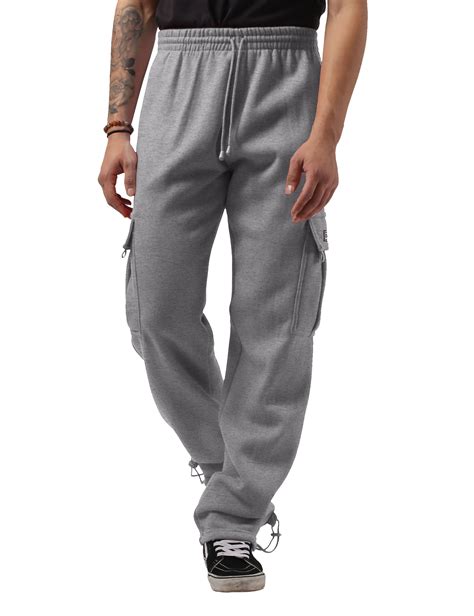 Hat And Beyond Mens Heavyweight Fleece Cargo Sweatpants With Multi