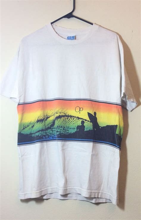 Sale Authentic Vintage 1980s Op Surfing T Shirt Ocean Pacific Like Poly Tees Op Graphictee