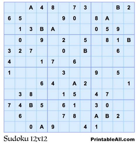 Printable Sudoku 12x12 Puzzle Sheet 6 Free Download And Print For You