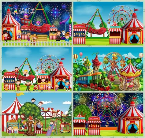 Laeacco Carnival Circus Tent Fun Fair Ferris Wheel Baby Birthday Photo