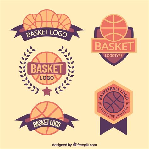 Set Of Vintage Basketball Logos Free Vector
