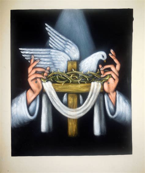 Holy Spirit Oil Painting In Black Velvet 19x23 By Artist Mago Zalas