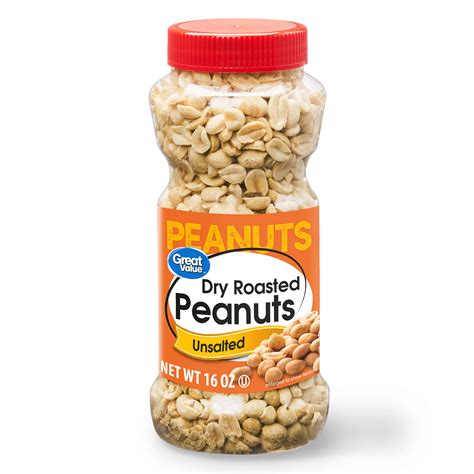 Great Value Dry Roasted Unsalted Peanuts 16 Oz