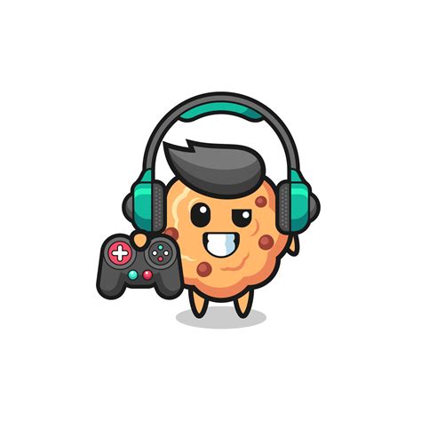 Chocolate Chip Cookie Gamer Mascot Holding A Game Controller 4232778