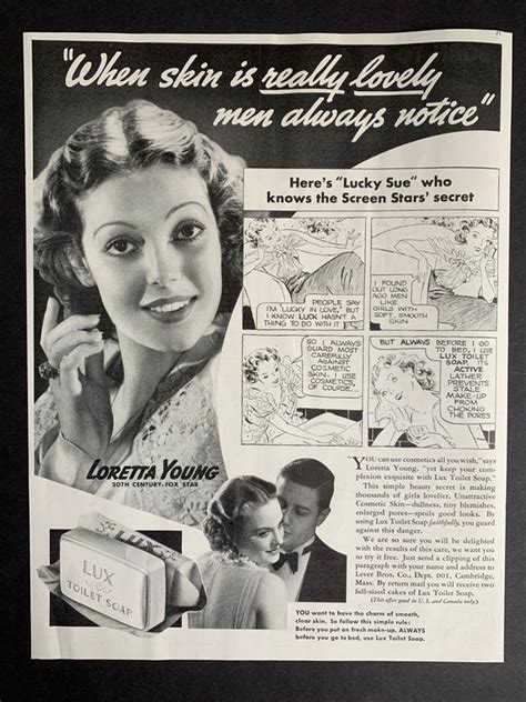 Vintage 1939 Lux Soap Loretta Young Print Ad Collectibles