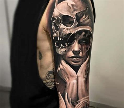 Girl Face With Skull Tattoo By Arlo Tattoos Post 25029