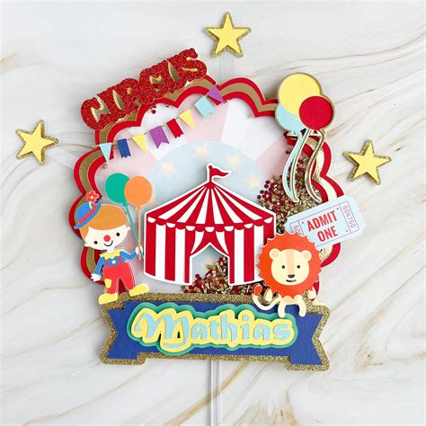 Personalized Circus Cake Topper Circus Themed Party Circus Etsy