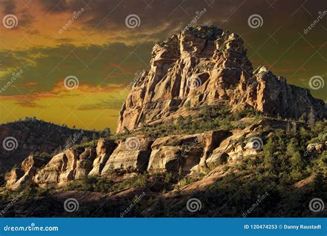Huge Tall And Rugged Red Rock Mountain In Sedona Arizona Stock Image