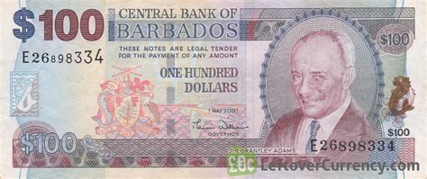 100 Barbados Dollars Note National Heroes Square Exchange Yours