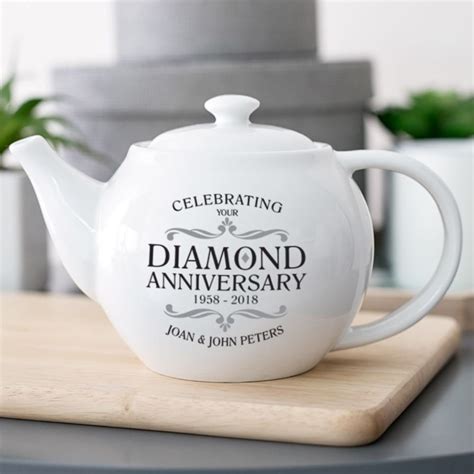 Personalised Diamond Wedding Anniversary Teapot 60th Etsy