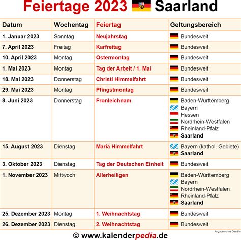 Feiertage Saarland 2023 2024 Und 2025 Mit Druckvorlagen