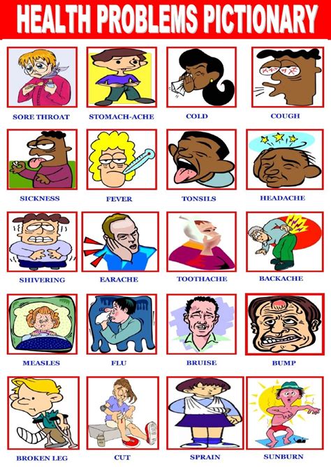 • malaria (fever caused by vocabulary: Health Problems Pictionary