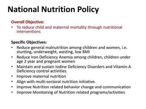 Ppt National Nutrition Situation Policies Priorities And Programs