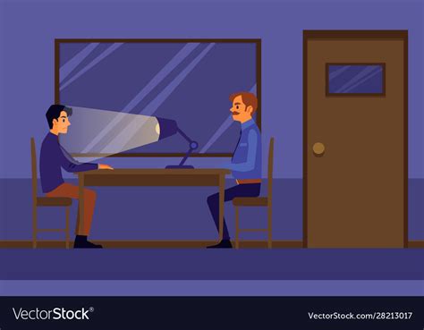 Interrogation In Police Station Flat Royalty Free Vector