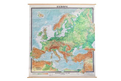 Giant Vintage Pull Down Map Of Europe