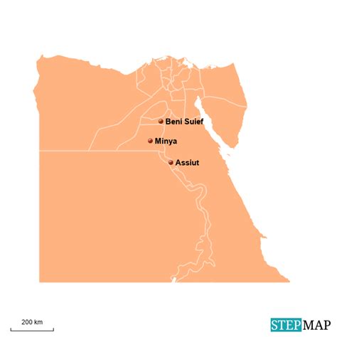 Stepmap Map Of Egypt Beni Suief Minya Assiut Landkarte Für Egypt