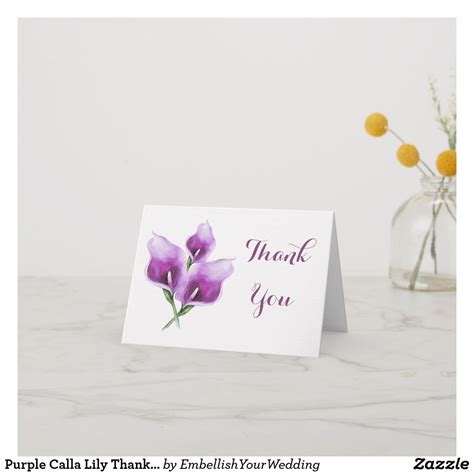 Purple Calla Lily Thank You Card Zazzle Purple Calla Lilies Calla