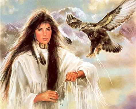 2019 Home Office Top Art American Indian Native Woman With Eagle Art